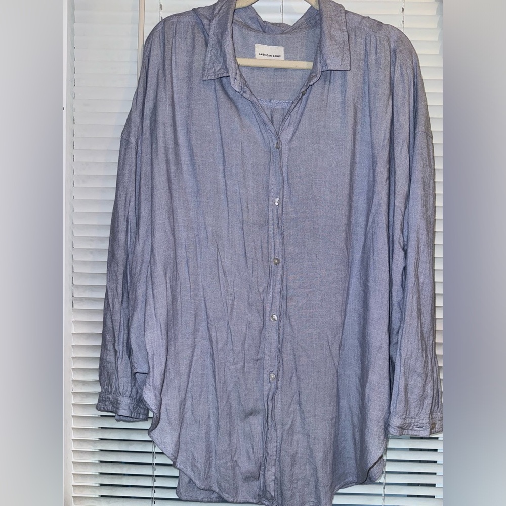 American eagle button up shirt - large - blue